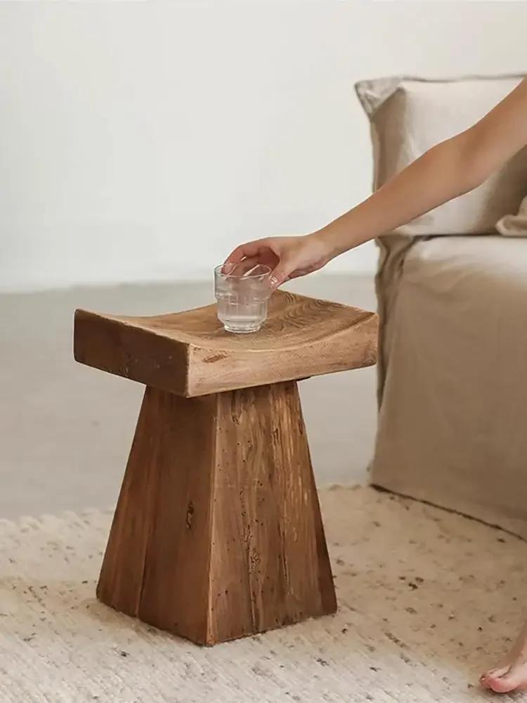 Shaped Stool Weathered Old Pine Vintage To Do Old Living Room Coffee Tables Creative Modeling Solid Wood Stools