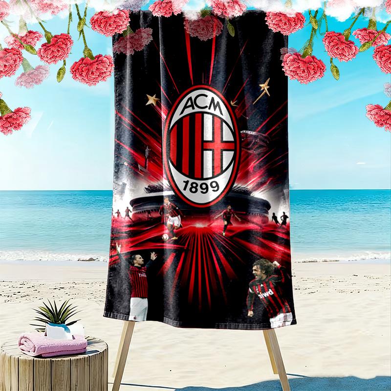 AC Milan Print Beach Towel, Large Soft Quick Dry Towel for Beach Camping Swimming