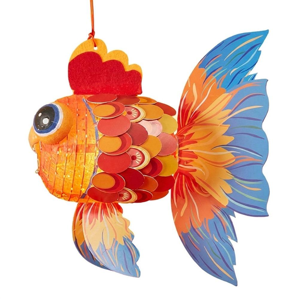 Cartoon Koi Chinese New Year Lantern Kit with Light Dancing Dragon New Year Lantern Photo Props Handheld Lucky Charm Light