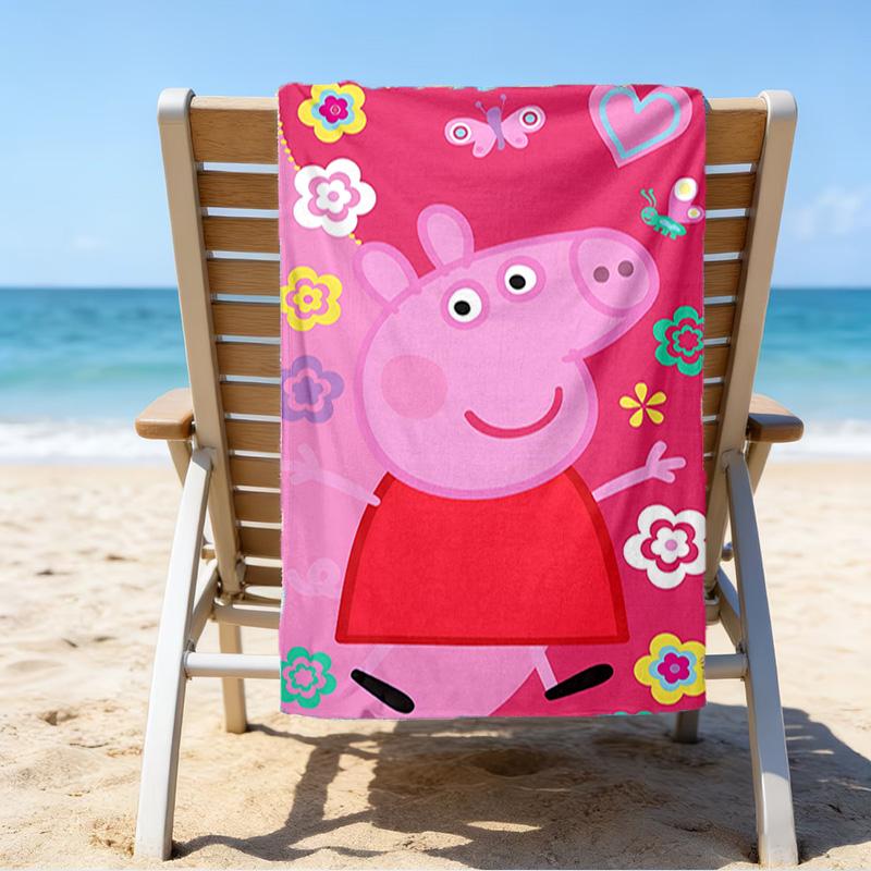 Dance Party With Peppa Microfiber Beach Towel, Lightweight And Quick-Dry, for Summer Travel, Beach Essential, Swimming Pool Outdoor