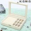 Velvet Ring Organizer Box - Clear Lid Jewelry Holder, Dust-Proof Storage Tray for Rings and Earrings for Multiple Jewelry Pieces