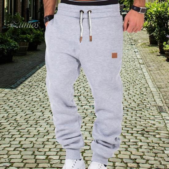 Мужские спортивные брюки на шнурке с эластичной резинкой на талии, однотонные карманы, мягкие дышащие эластичные мужские брюки с ремешками на щиколотке для бега в тренажерном зале
