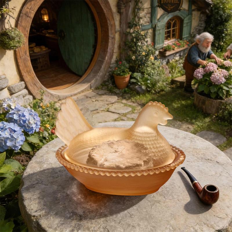 Стеклянное блюдо "Курица на гнезде", Хрустальная конфетница с крышкой в форме курицы, Фруктовница-курица, Тарелка для десертов и закусок, Ретро-миска, Банка