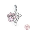 New 925 Sterling Silver Rose Girl Boy Pink Sparkle Spacer Clip Charm Bead Fit Original Fashion Bracelet DIY Jewelry for Women