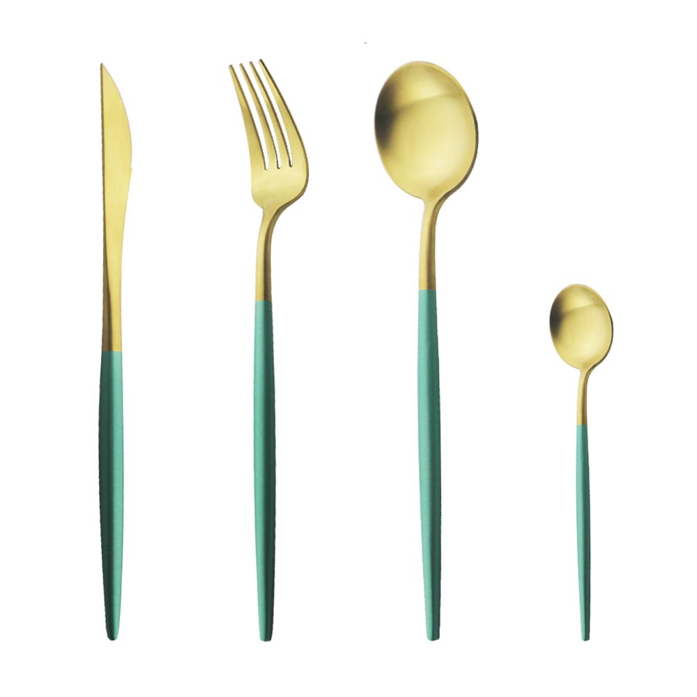 Матовый серебряный набор столовой посуды из нержавеющей стали 18/10, набор столовых приборов с круглой ручкой, вилка, нож, ложка, набор столовых приборов, набор кухонного серебра