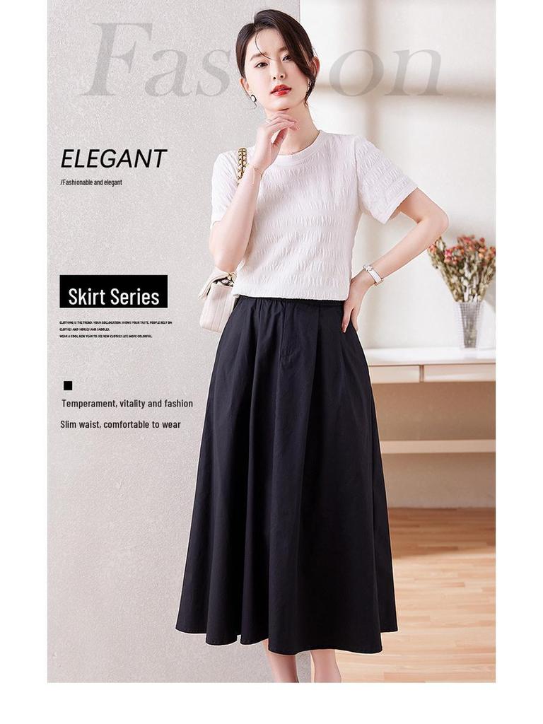 Women's Pure Cotton Floral A-Line Skirt with Elastic Waist - Stylish Summer Meat-Covering Design