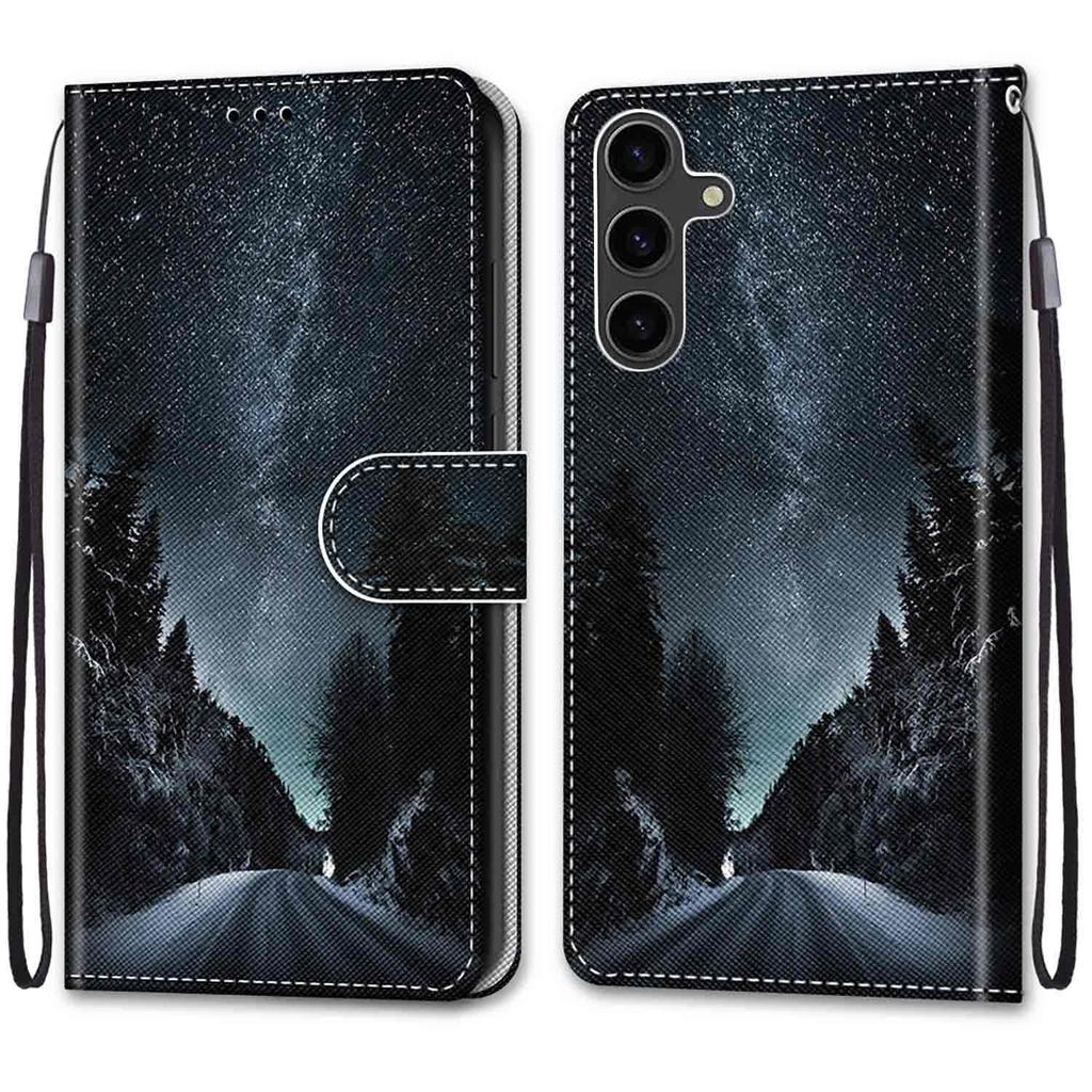 Модный расписной узорный чехол-книжка с ремешком для iPhone Samsung Huawei Honor Xiaomi Redmi OPPO Realme Moto Asus