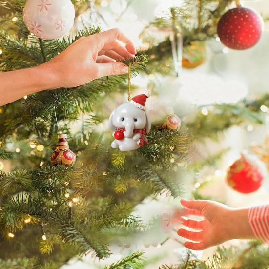 Christmas Tree Pendant Vibrant Long-lasting Cute Animal Elephant Design Colors Acrylic Hanging Decoration