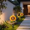 Day of The Dead Outdoor Decoration Solar Garden Stake Light, Gothic Skull And Sunflower Statue Lamp, Halloween Decor Waterproof LED Landscape