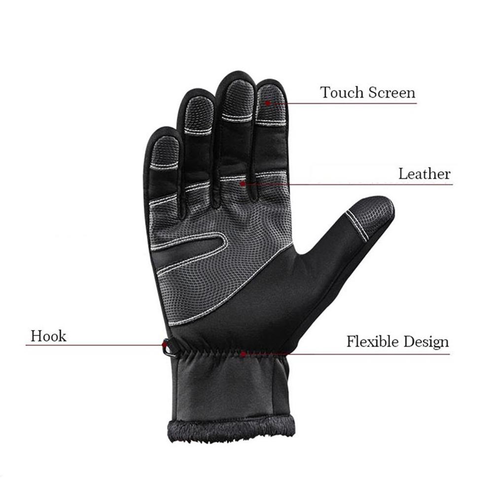 Зимние теплые перчатки, термоветрозащитные, велосипедные, противоскользящие, лыжные, водонепроницаемые, с сенсорным экраном