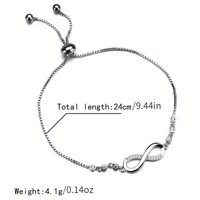 Браслет из 8 символов, регулируемый браслет «Бесконечность» с искусственными кристаллами, женский простой модный браслет, ювелирные изделия, идеальный подарок на любой случай