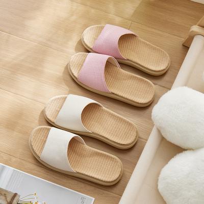 Модные женские домашние тапочки из льна на толстой подошве