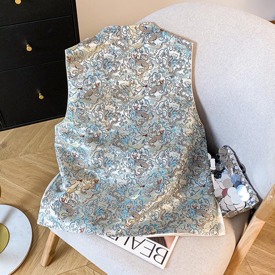 Элегантный жаккардовый жилет в китайском стиле - Новый женский безрукавный костюм Тан на весну/осень