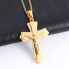 Vintage Jesus Crucifix Stainless Steel Cross Pendant Necklace Charms for Chain Women Men Christian Religious Jewelry Accessories