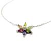 [P6897] - Silver Necklace 'Crystal Flower' Multicolored Silver (rhodium-plated) - 13 Mm