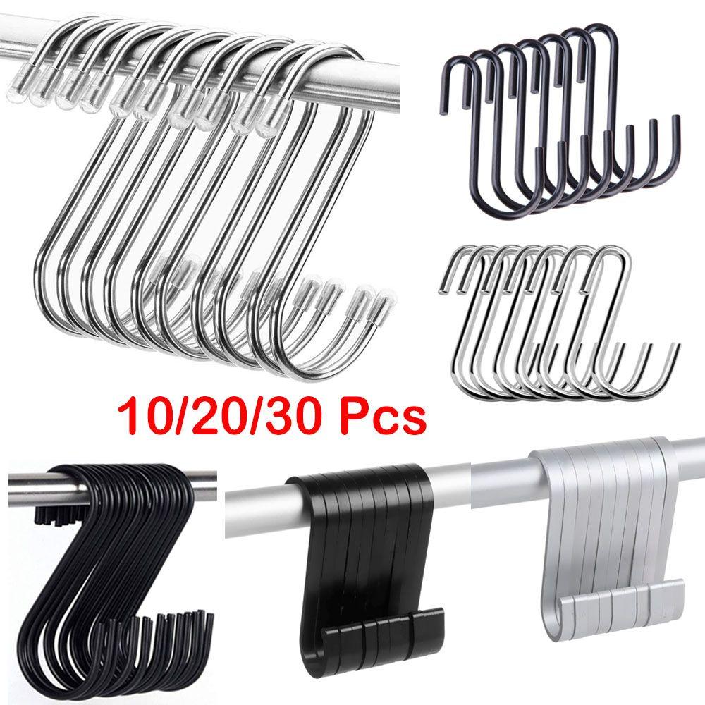 10/15/20/25/30pcs Household Organizer Stainless Steel Storage Rack Hanger Clasps Hooks S Shaped Hook