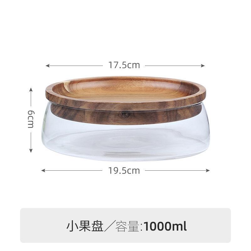 Креативные стеклянные контейнеры для хранения продуктов с деревянной крышкой, кухонные закуски, фрукты, конфеты, орехи, органайзер для хранения всякой всячины на кухне