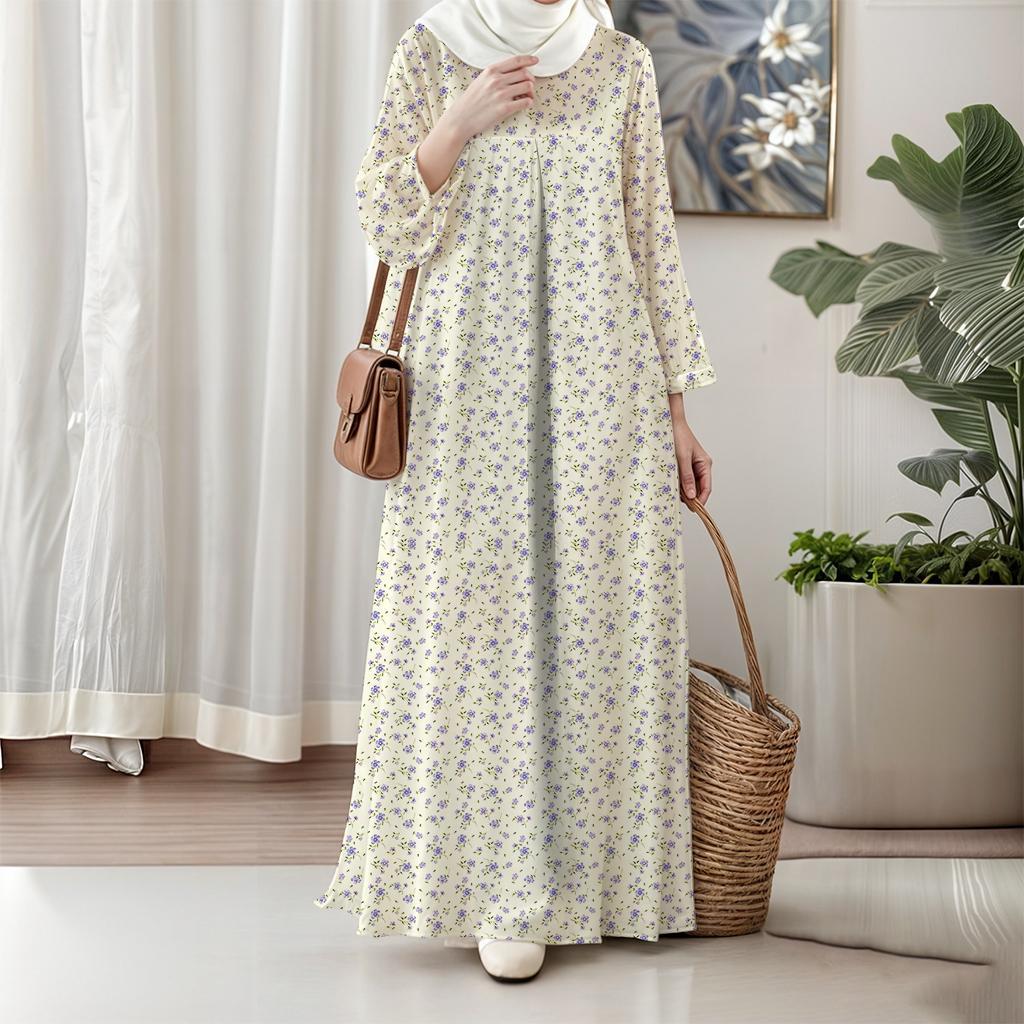 Мусульманская длинная юбка, Женское платье с длинным рукавом, Бохо стиль, Элегантное и модное, Цветочный дизайн, Подходит для 2025 года и далее