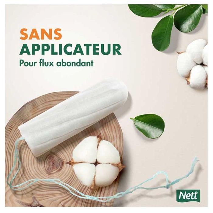 NETT Tampons bio avec applicateur Super (16 unités) - Coton 100% bio, Ecocert GOTS, hypoallergénique