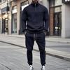 Повседневная и удобная весенне-осенняя мужская однотонная повседневная футболка с длинными рукавами, комплект из длинных брюк, спортивная одежда с капюшоном, комплект из двух предметов