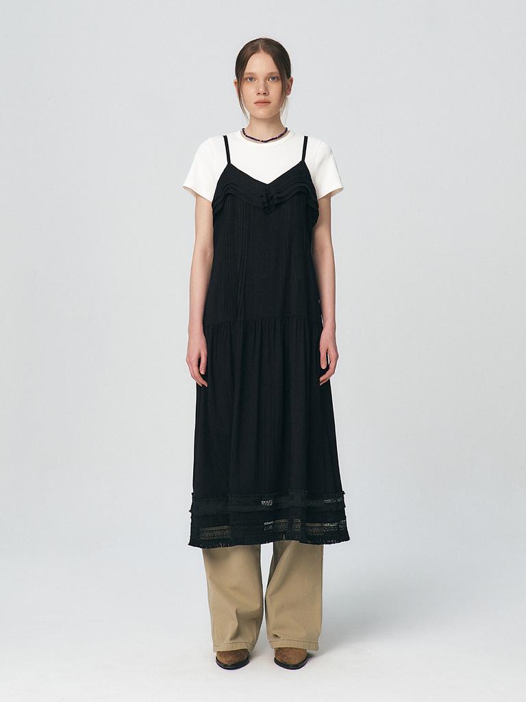 KUMÉ Pleated Ruffle Sleeveless Long Dress