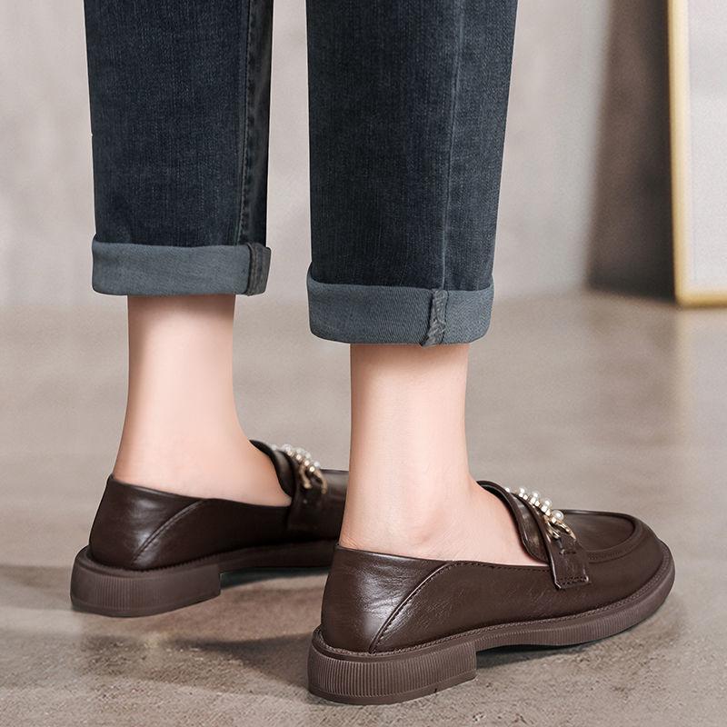 Женская летняя обувь Black Pearl Shoes for Woman 2024 Loafers Normal Leather Casual Low Heeled Cabold со скидкой Wholesale