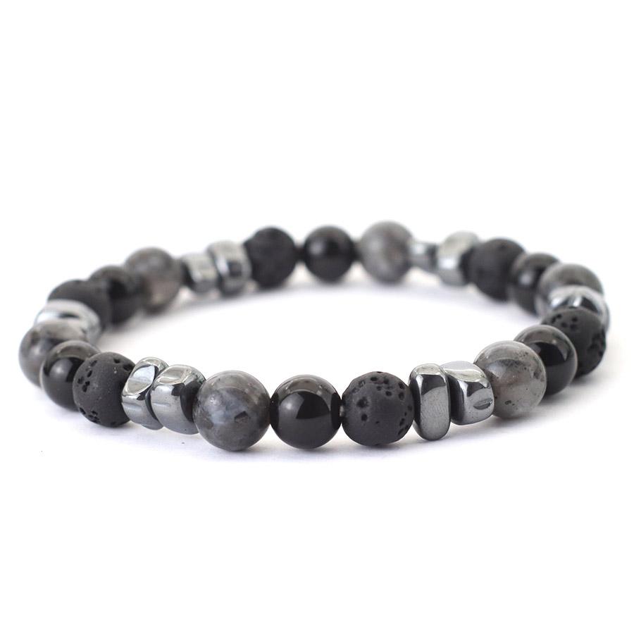 Volcanic Stone Beaded Bracelet Men Jewelry Black String Frosted Beads Personalized Trend of Men Women Accessories