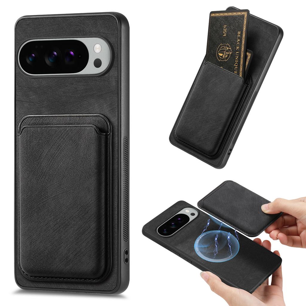 For Google Pixel 10 Pro XL Case Compatible with MagSafe Leather Back Cover with Detachable Card Holder