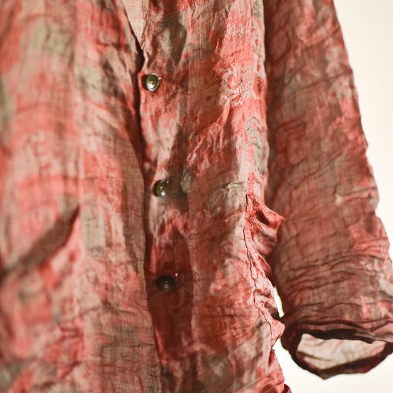 Johnature Женские винтажные рубашки с цветочным принтом Ramie, весенние топы с v-образным вырезом и длинными рукавами, карманы на пуговицах, женские рубашки