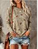 Women Long Sleeve T‑Shirt Vintage Rose Bird Floral Pastoral Boho Print Crew Neck Casual Fall Tops