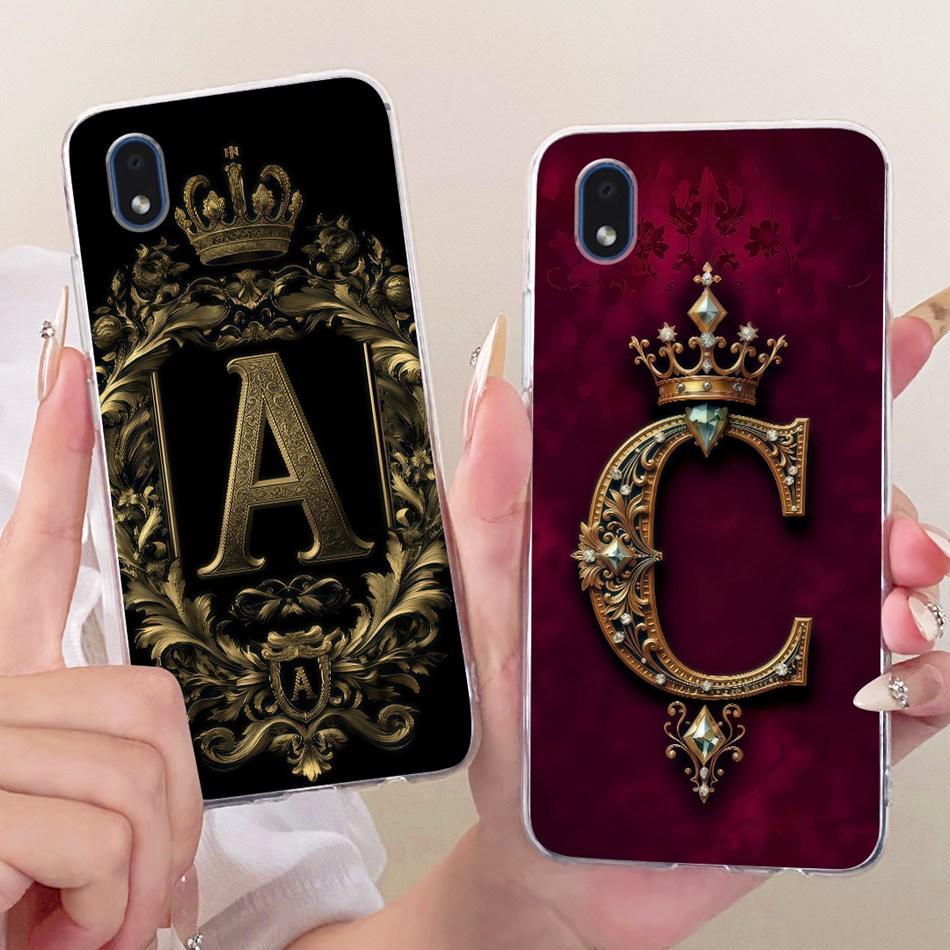 For Samsung Galaxy A01 Core Royal Crown Initial Letter Couple Phone Case For Samsung A01 A01Core Soft Silicone TPU Cover Bumpers