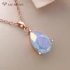 Fashion Water Drop Ice Crack Crystal Pendant Necklace For Women Wedding Elegant Rose Gold Color Jewelry Gift