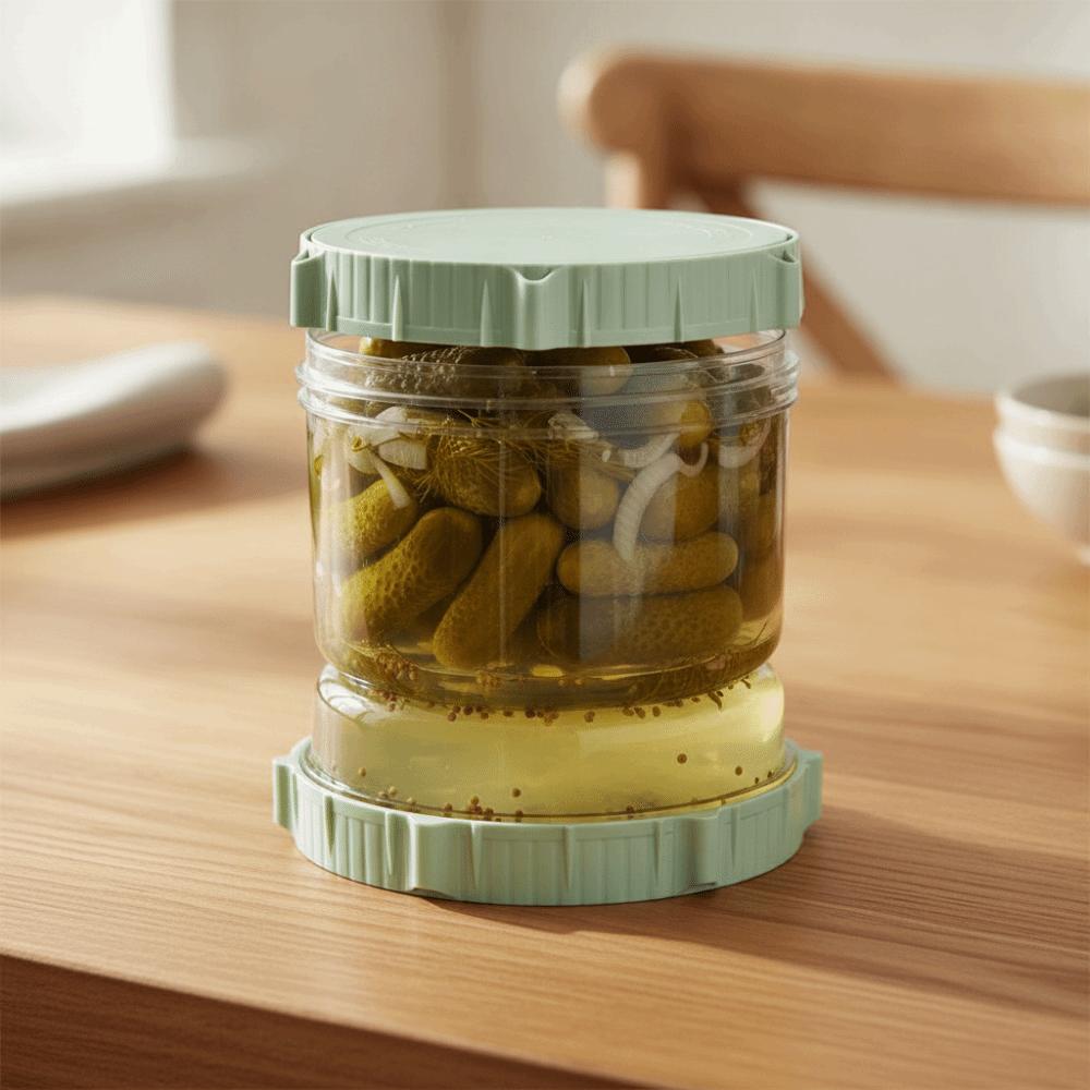 Strainer Mesh Hourglass Shape Pickle Jar with Fork Kimchi Making Jar Kitchen