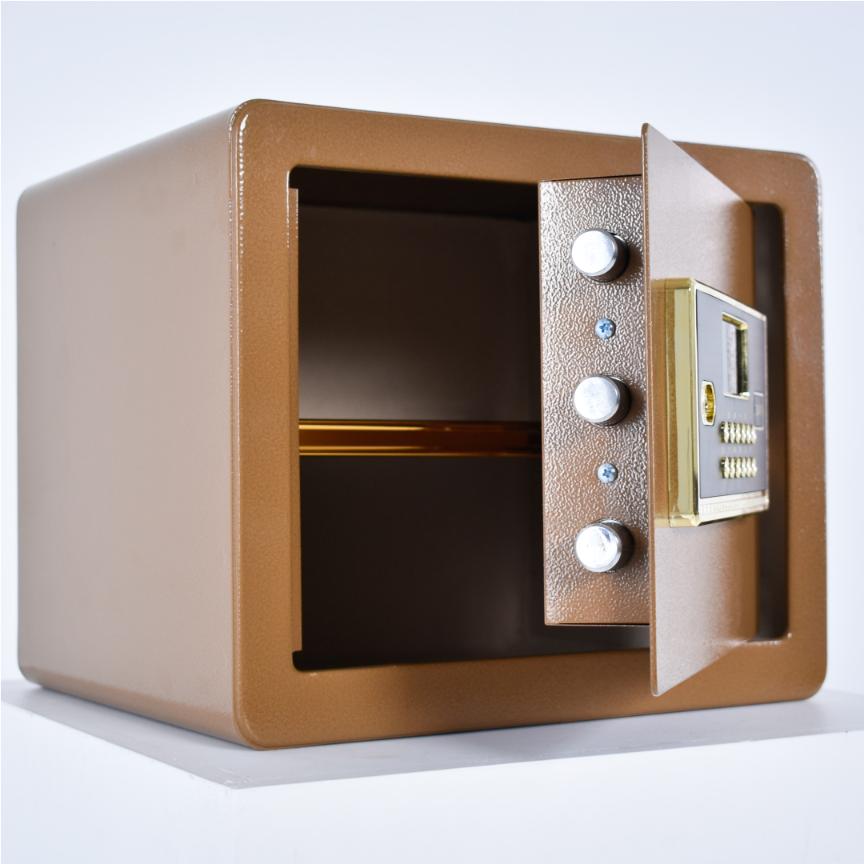 Pancerny domowy sejf z zamkiem elektronicznym i kluczem 30x36x30 cm brązowy