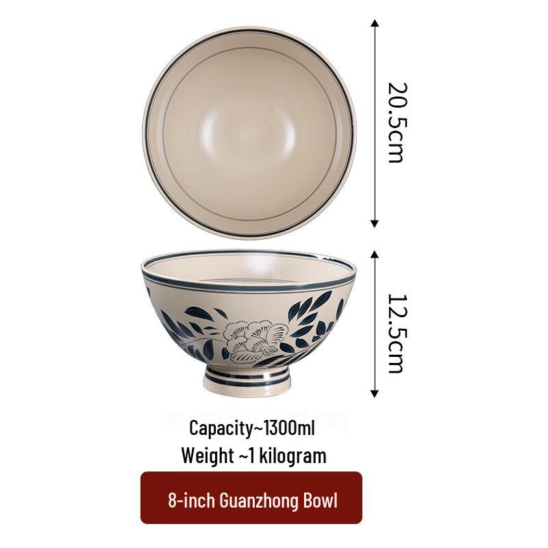 Nostalgic Large Ceramic Noodle Bowl