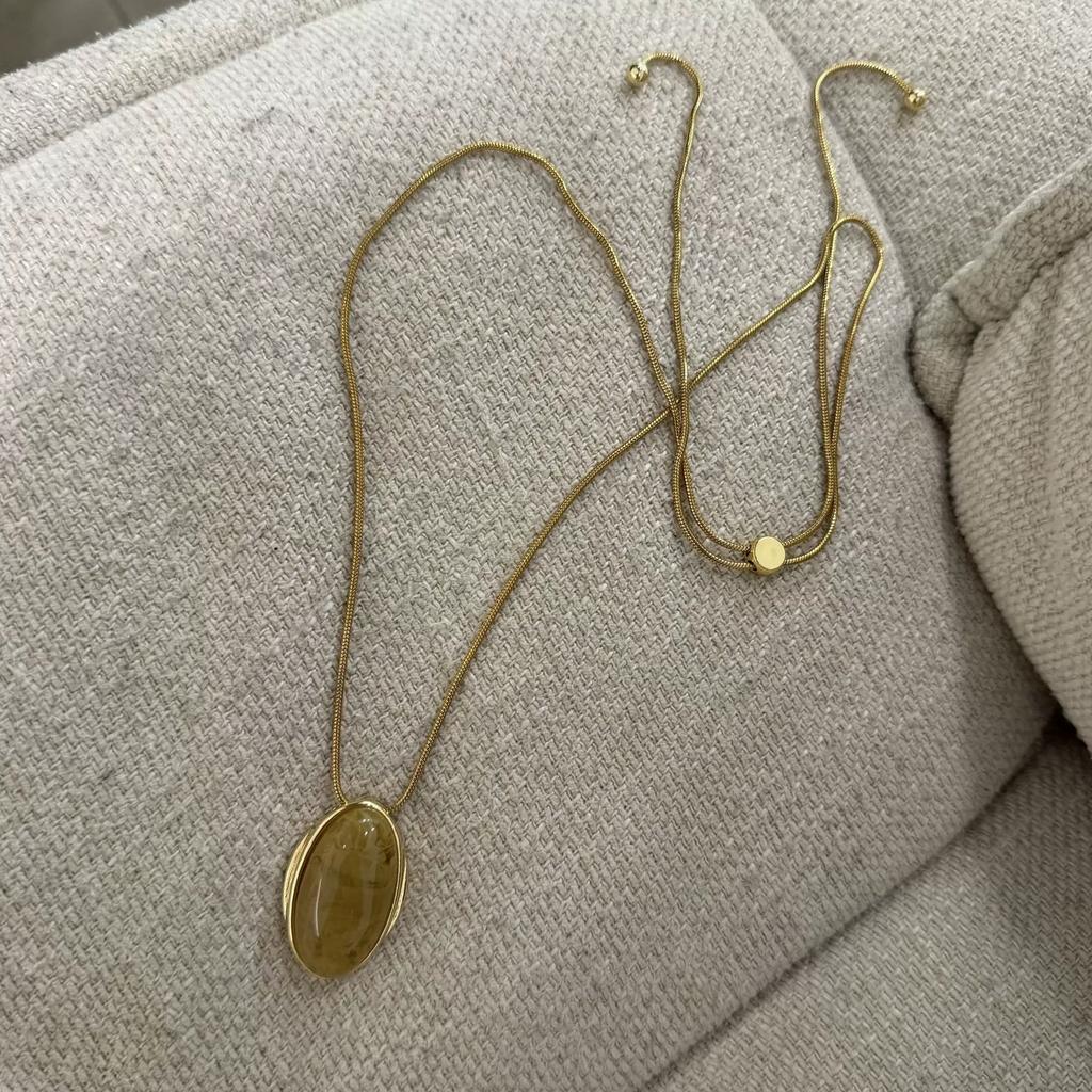 Retro Oval Stone Long Sweater Chain Necklaces For Women Lady Fashion New Jewelry Gift Party collares para mujer