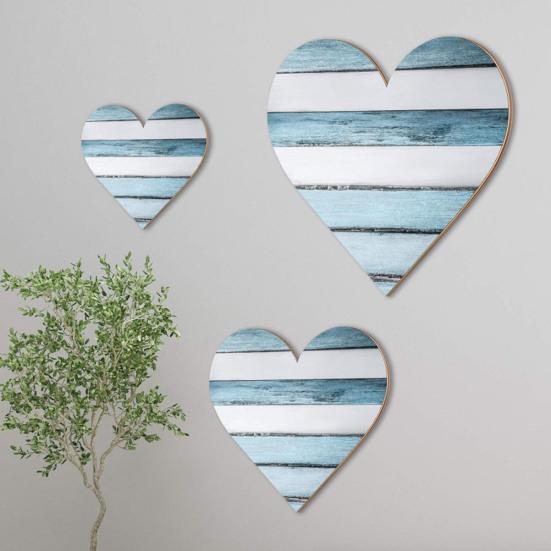 3 Pcs Wooden Heart Wall Decor Vintage Heart Shaped Wall Sign Rustic Hanging Love Plaque for Kitchen Bedroom Bathroom Living Room Farmhouse