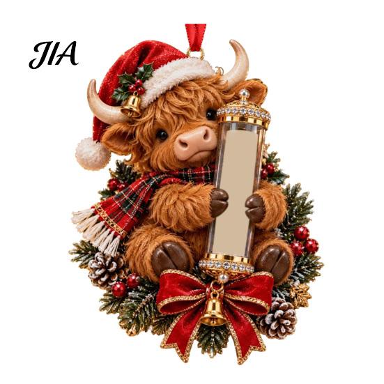 Christmas Money Holder Ornament Cash Gift Ornament, 2D Acrylic Highland Cow/Gingerbread/Bear/Snowman Holder, Holiday Xmas Tree Hanging Decoration for