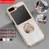 New Magnetic Ring Plating Case for Samsung Galaxy Z Flip 5 TPU Soft Cover for Samsung Galaxy Z Flip 4 Flip 3 Silicone Cover Shell
