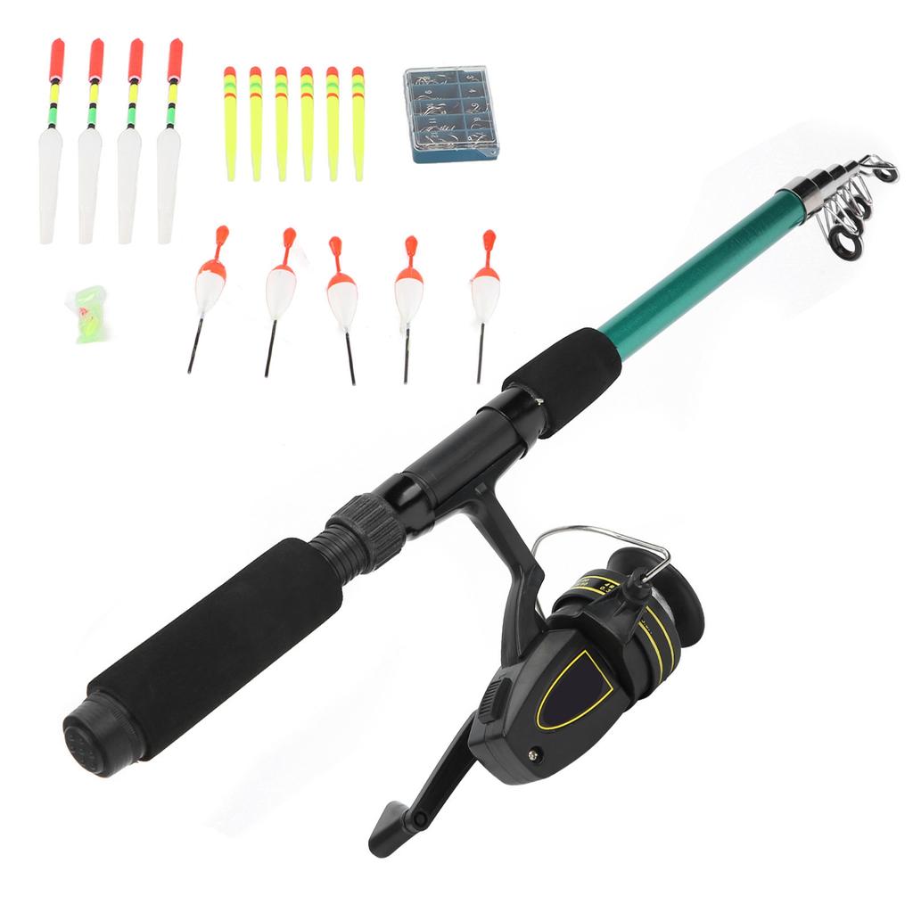 Portable Fishing Rod Reel Set Pole Reel with Line Full Kit Hooks with Storage Box Floats