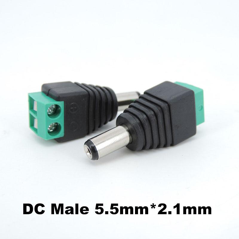 5.5mmx2.1mm DC Female Male Power Plug Adapter Connector Power Jack Socket Adapter Cable Terminal for Strip CCTV Cameras