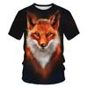 New 3D Printed T-shirt for Men's Short Sleeved Animal Fox Print T-shirt