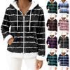 Women's Casual Fashion Long-Sleeved Zip-Up Fleece Hooded Cardigan