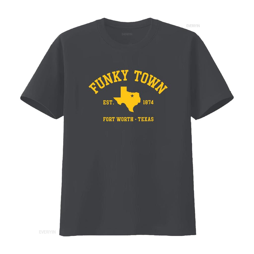 FUNKY TOWN Fort Worth TX Athletic Design T Shirt vintage Washed graphic Top For Everyday Wear fashion Comfortable Soft Stylish