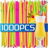 1000/100x Colorful Straws Disposable Plastic Flexible Drinking Straw for Bubble Milk Tea Cocktail Wedding Party Kitchen Supplies