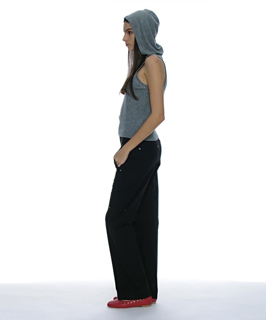 PARTIMENTO WOMEN Studded Hoodie Knit Top_Melange