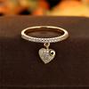 Luxury Female Crystal Heart Pendant Rings Trendy Gold Color Engagement Ring Charm White Zircon Wedding Jewelry For Women