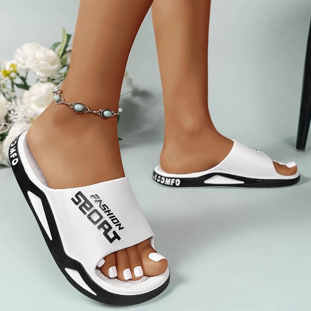 Женские спортивные тапочки Alphabet, мягкие балетки с открытым носком, легкие летние тапочки для дома и улицы