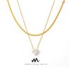 18K Gold-Plated Zircon Pendant Clavicle Chain Necklace: Elegant and Trendy Titanium Steel for Women