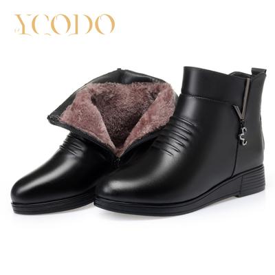 Женские повседневные кожаные ботинки на мягкой подошве на весну и зиму с внутренней молнией, большой размер